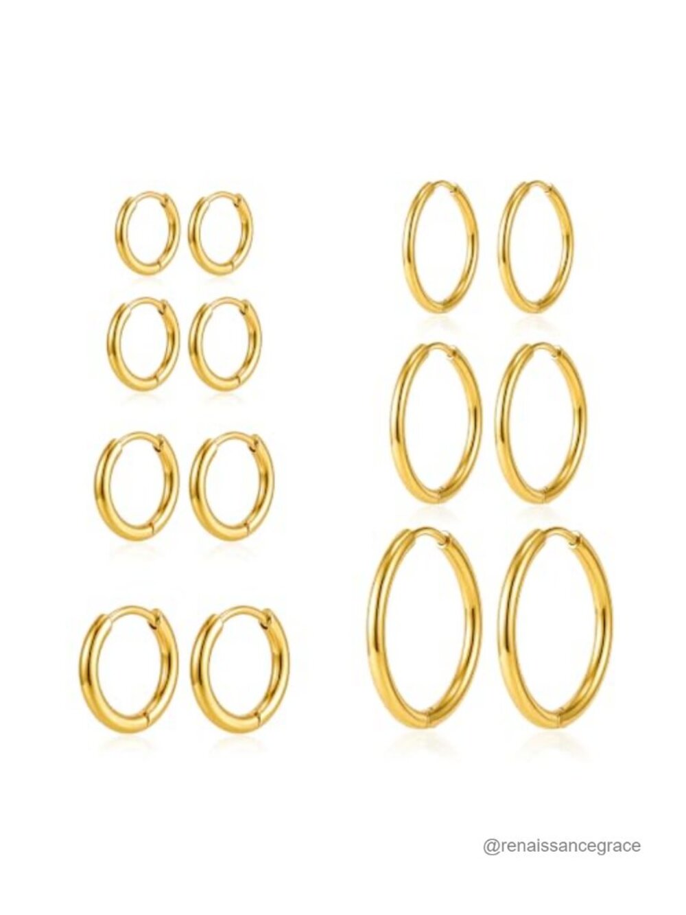 7 Pairs 18K Gold Plated Hoop Earrings Set for Women Hypoallergenic